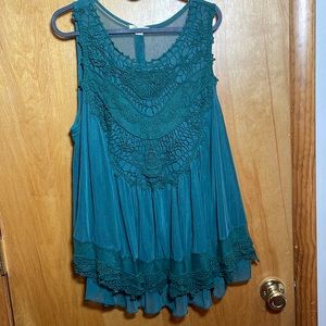 Ultra Pink XL Navy Green Sheer Sleeveless Blouse 95% Nylon